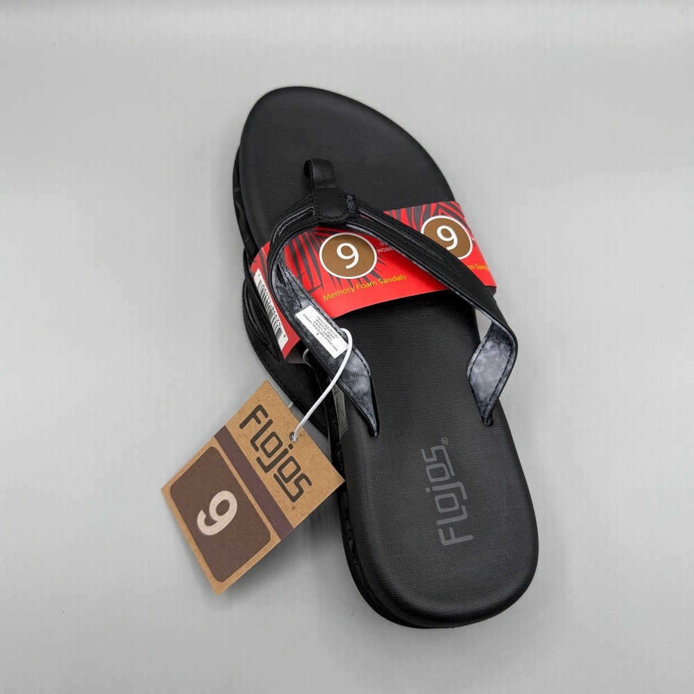 Flojos Womens Memory Foam Flip Flop Sandals Black Tie Dye Size 9‎ NEW
